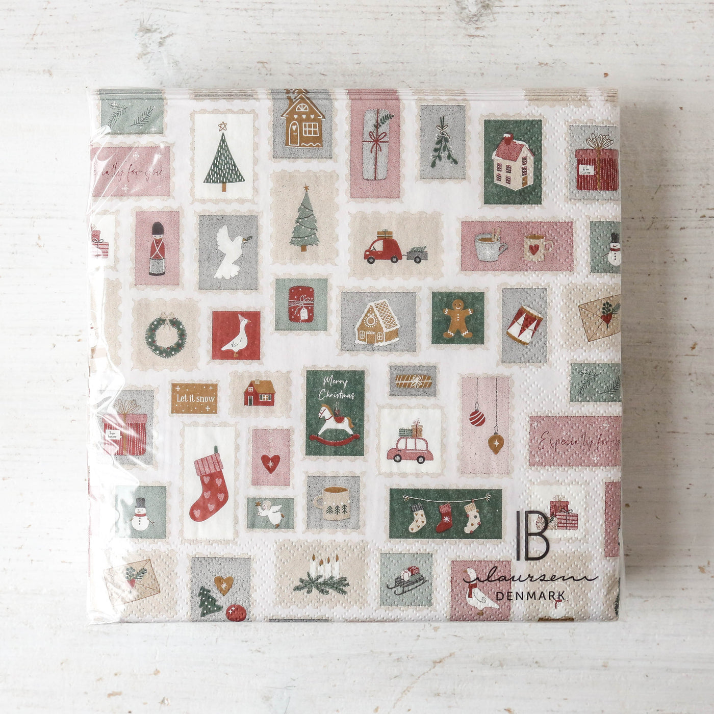 Christmas Stamp Design Paper Napkins - 50 Pack