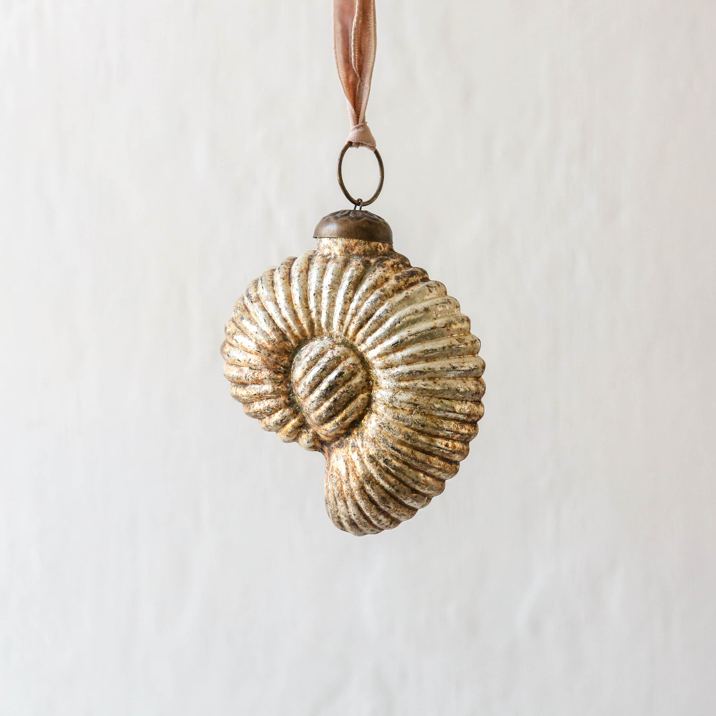 8cm Sachin Glass Shell Bauble - Rustic Gold