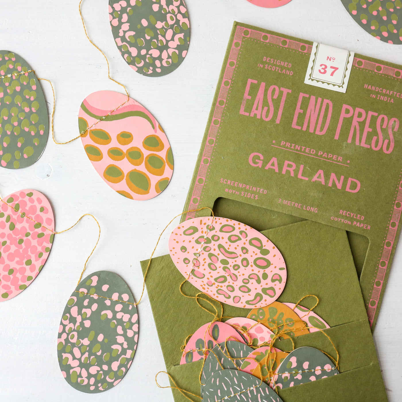 Pink Eggs Sewn Paper Garland