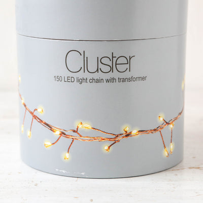 Mains Powered Wire Cluster Lights in Copper - 150 lights 7.5m