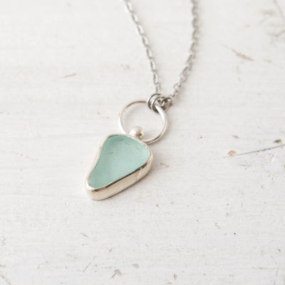 Simple Sea Glass Necklace - Aqua