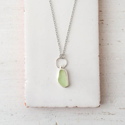 Simple Sea Glass Necklace - Seafoam