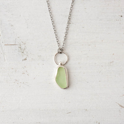 Simple Sea Glass Necklace - Seafoam