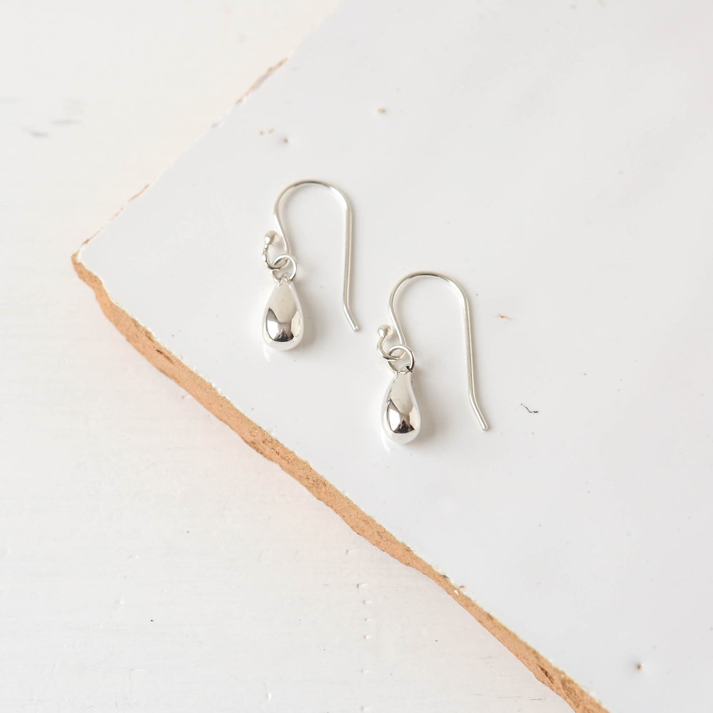 Teardrop French Hook Earrings - Solid Silver