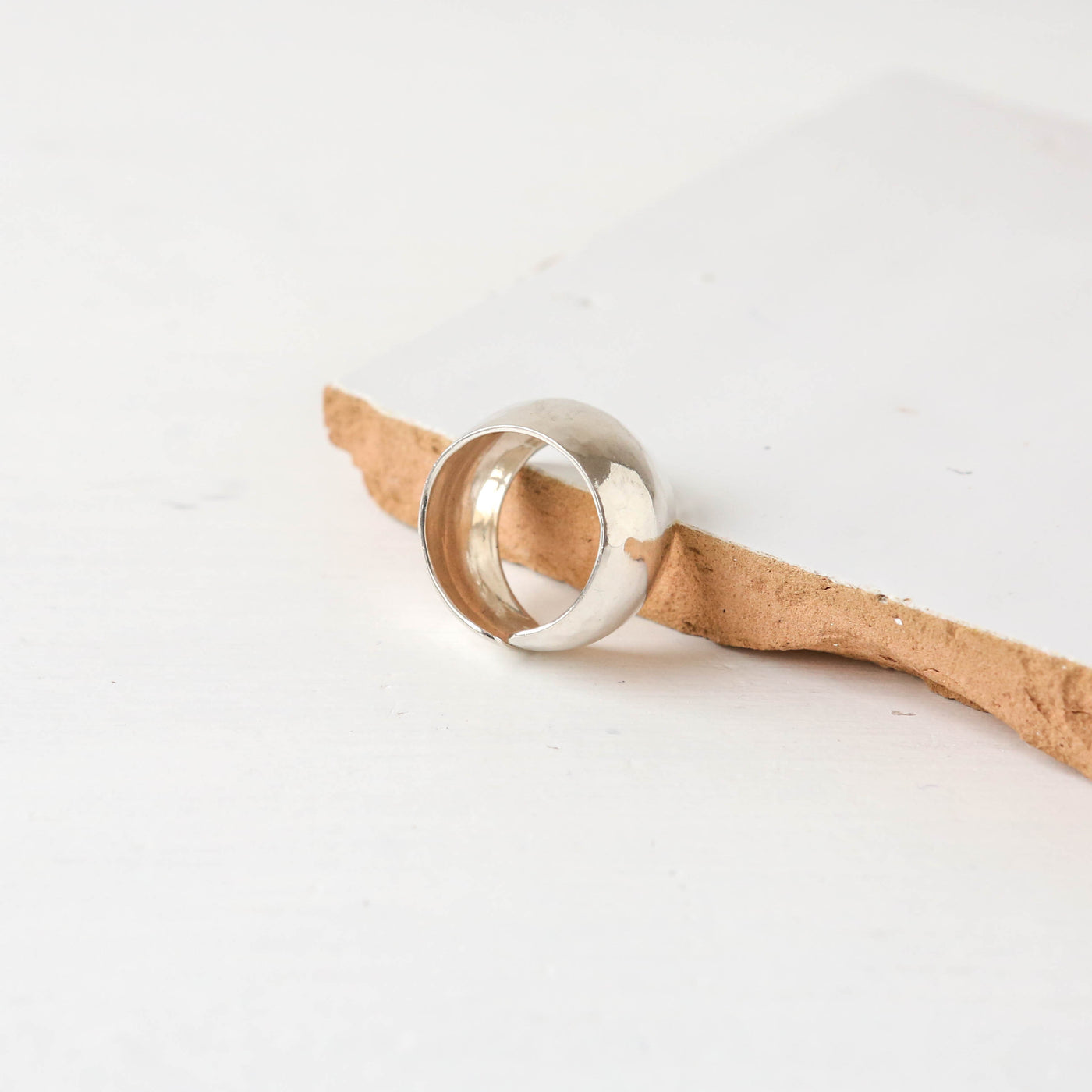 Adjustable Beaten Solid Silver Cuff Ring