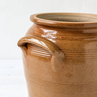 Large Vintage French Stoneware Confit Pot - Two Handles