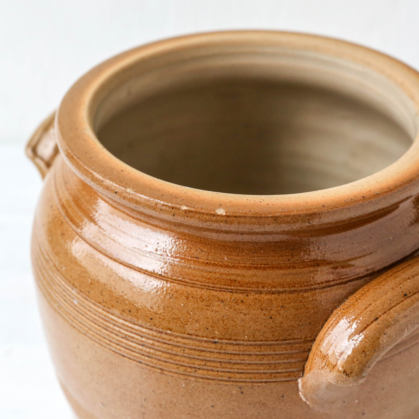 Large Vintage French Stoneware Confit Pot - Two Handles