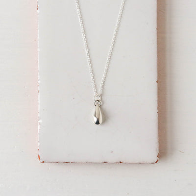 Teardrop Pendant Necklace - Solid Silver