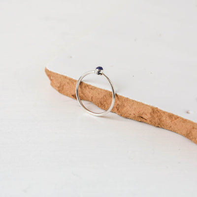 Lapis Pebble Silver Stacking Ring