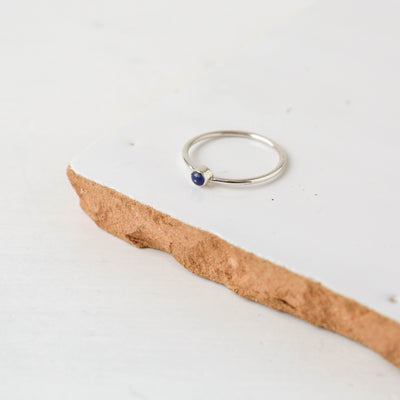 Lapis Pebble Silver Stacking Ring