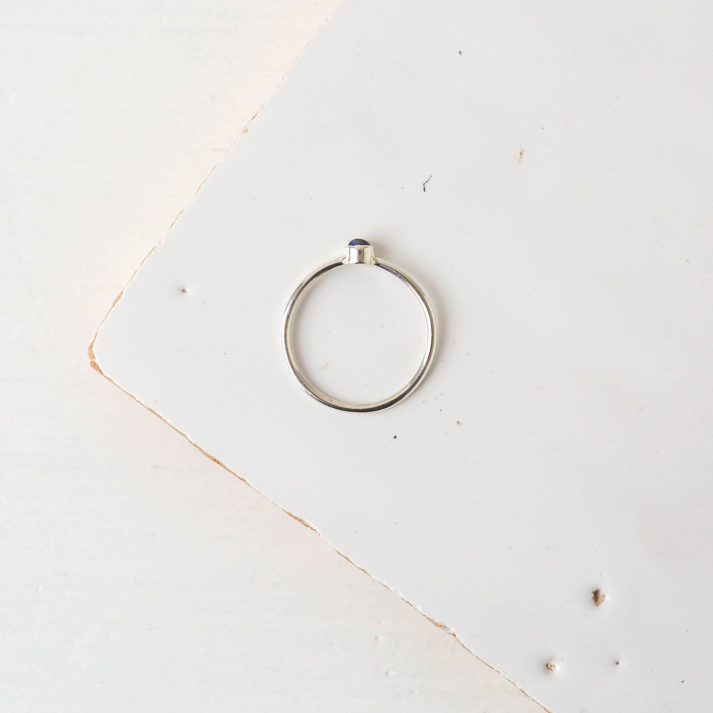 Lapis Pebble Silver Stacking Ring