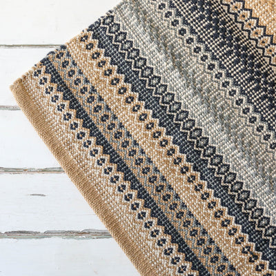 Cotton Geometric Repeat Rug in Beach Tones - 60 x 90cm