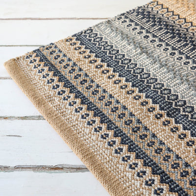 Cotton Geometric Repeat Rug in Beach Tones - 60 x 90cm