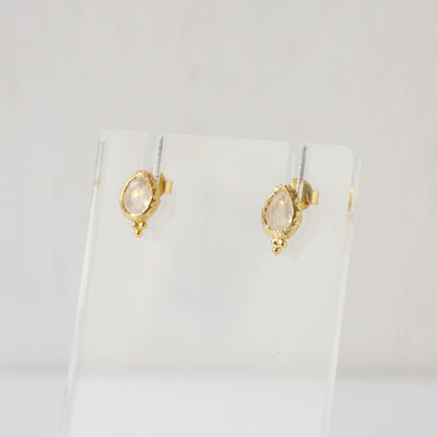 Anna Gold Gemstone Stud Earrings