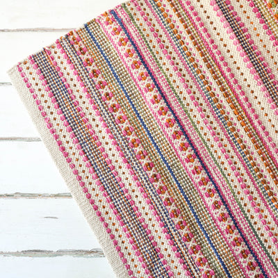 Cotton Geometric Repeat Rug in Blush Tones - 70 x 150cm