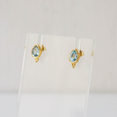 Anna Gold Gemstone Stud Earrings