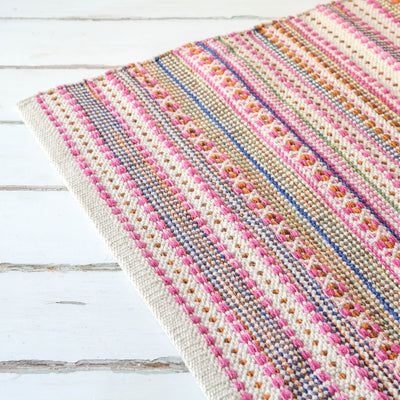 Cotton Geometric Repeat Rug in Blush Tones - 70 x 150cm