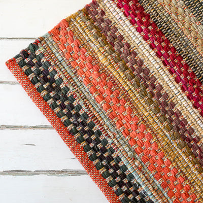 Recycled Cotton Stripe Rug in Earth Tones - 60 x 90cm