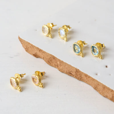 Anna Gold Gemstone Stud Earrings