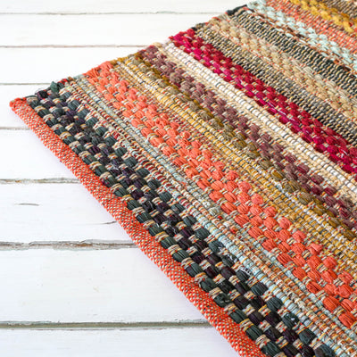 Recycled Cotton Stripe Rug in Earth Tones - 60 x 90cm