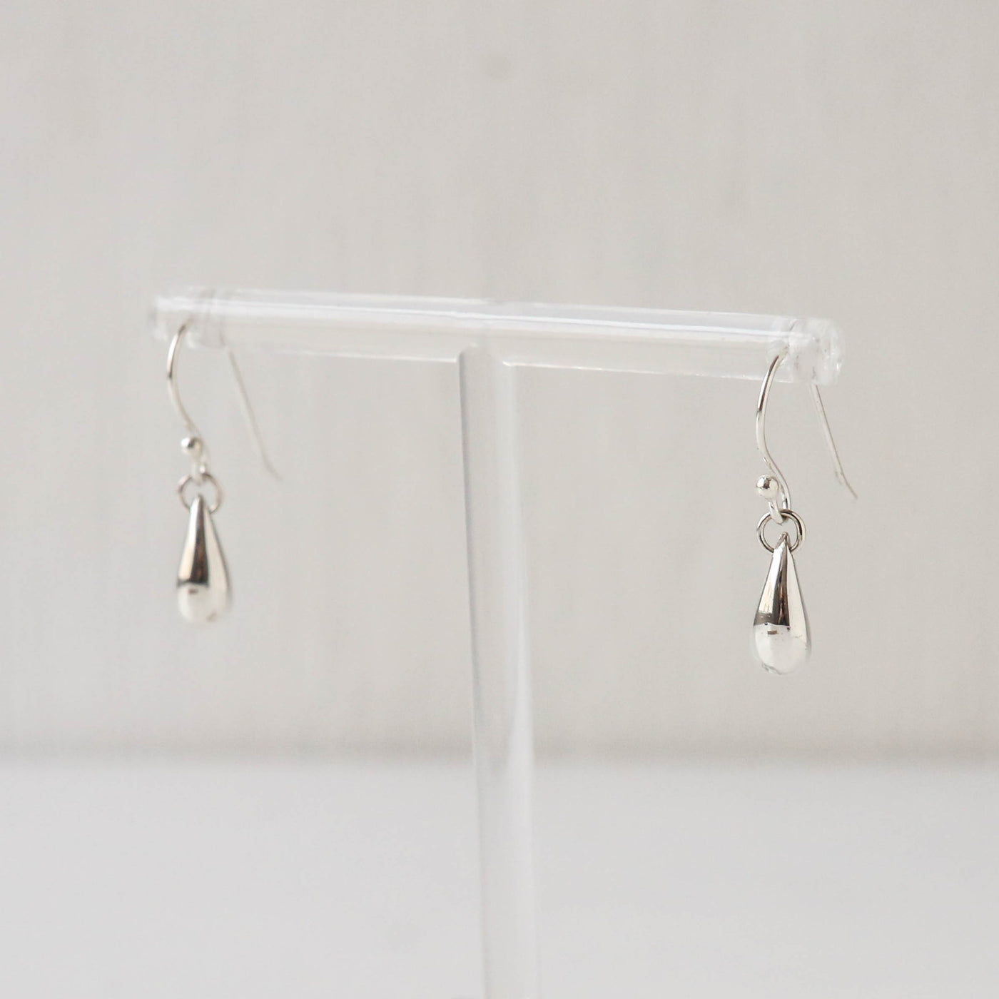 Teardrop French Hook Earrings - Solid Silver