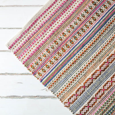 Cotton Geometric Repeat Rug in Blush Tones - 60 x 90 cm