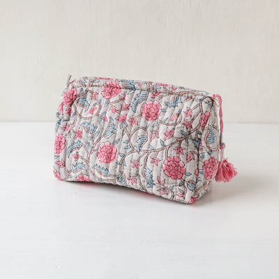 Quilted Cotton Wash Bag - Small