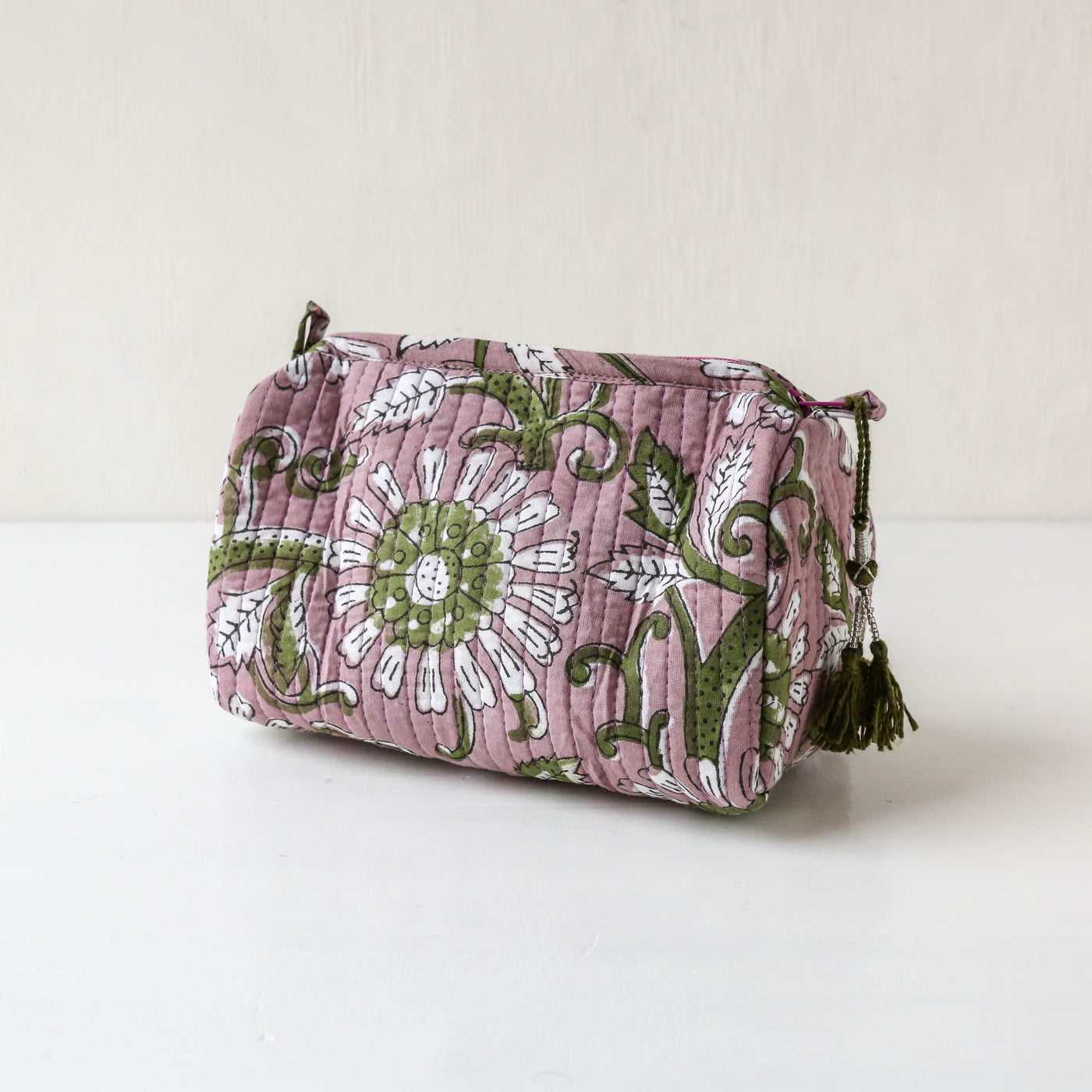 Quilted Cotton Wash Bag - Small