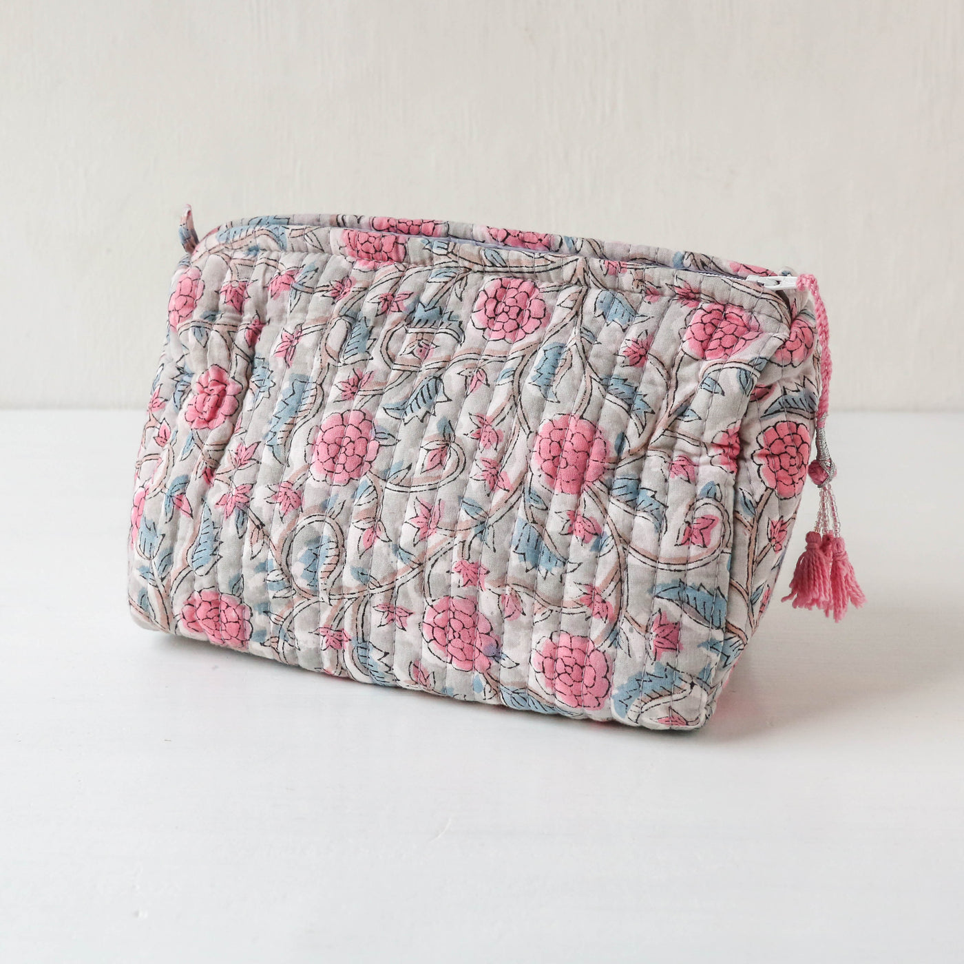 Quilted Cotton Wash Bag - Medium