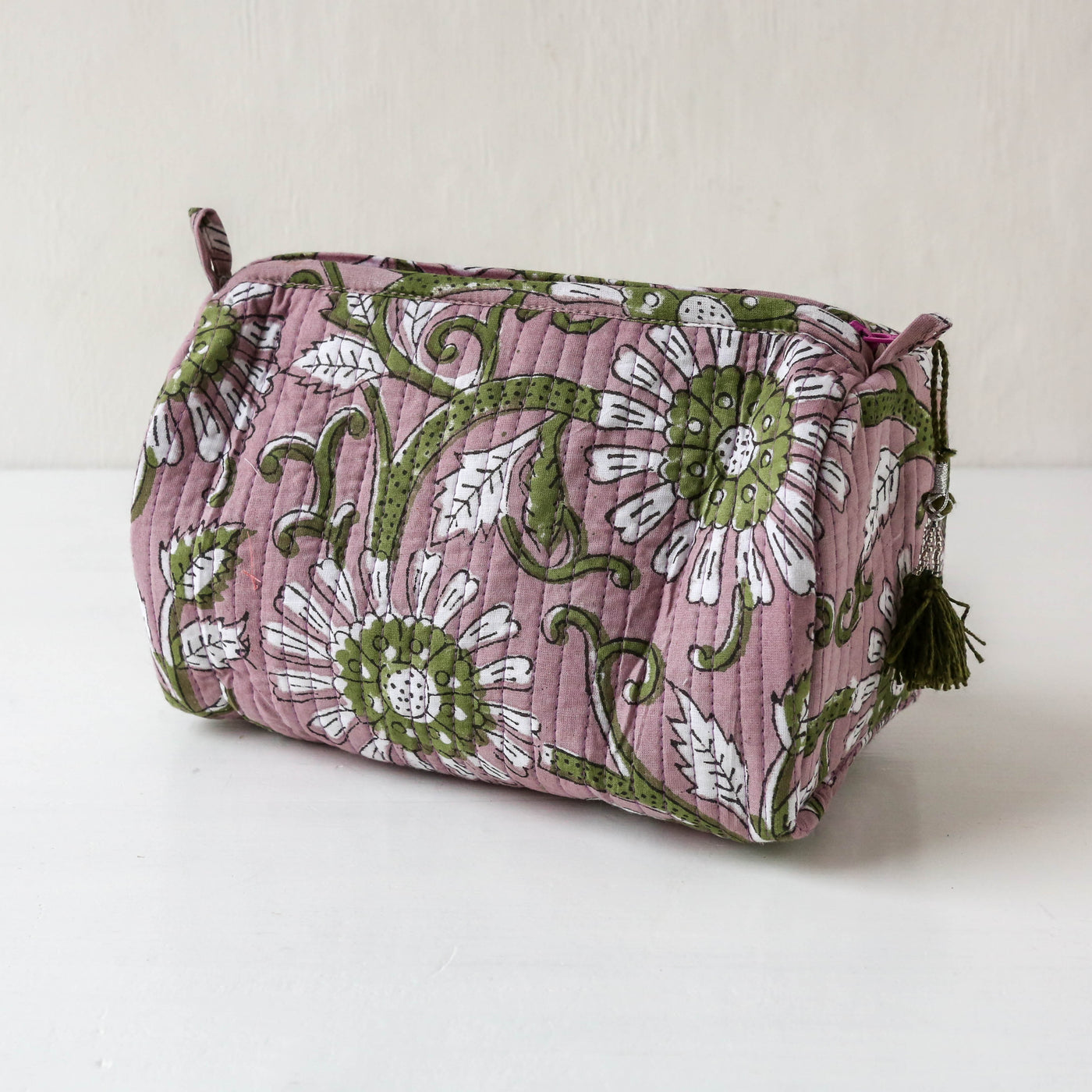 Quilted Cotton Wash Bag - Medium