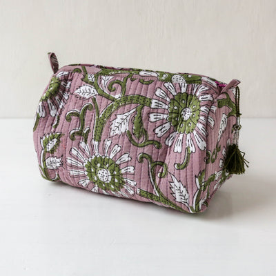 Quilted Cotton Wash Bag - Medium