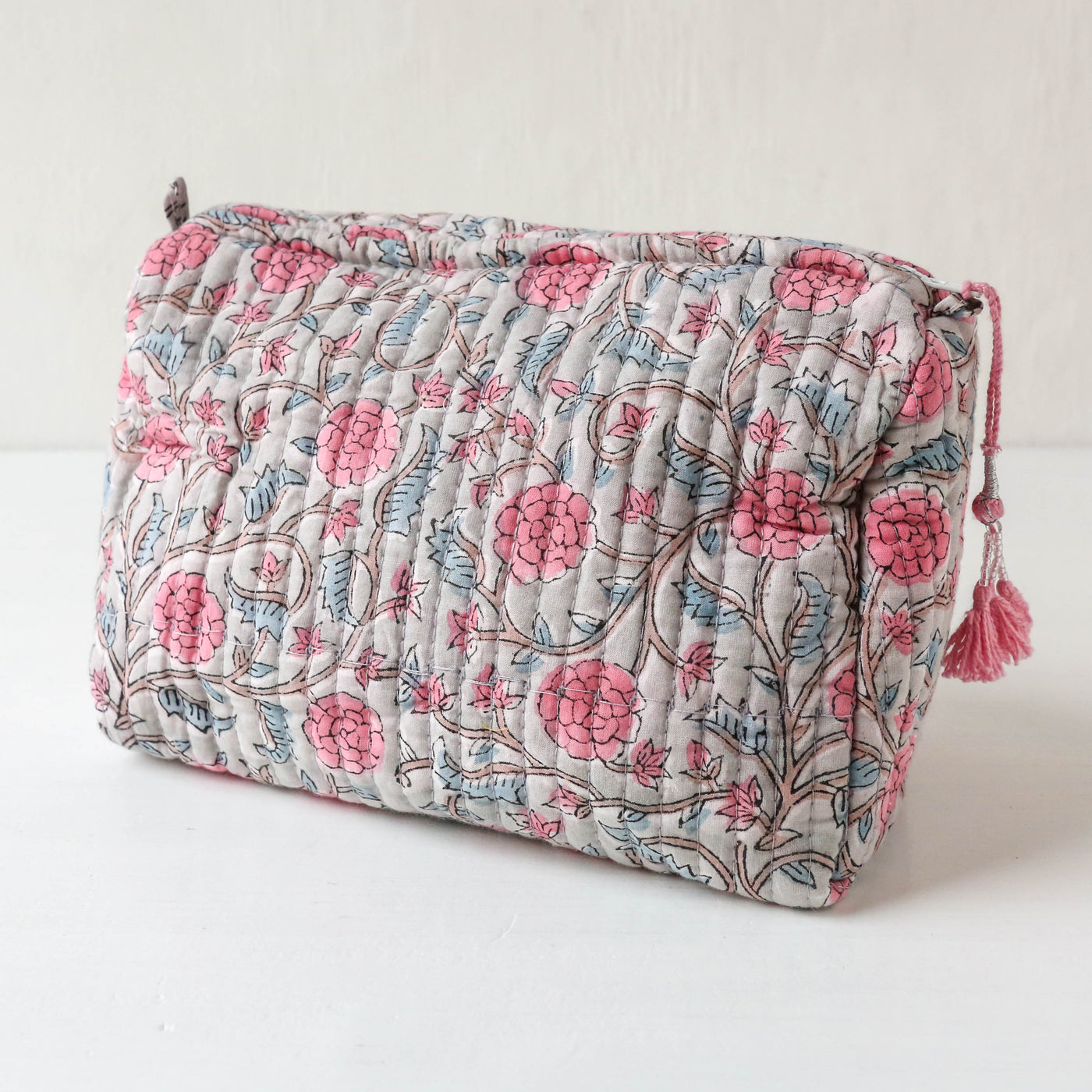 Quilted Cotton Wash Bag - Large