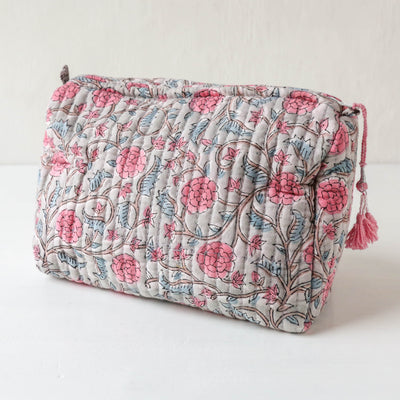 Quilted Cotton Wash Bag - Large