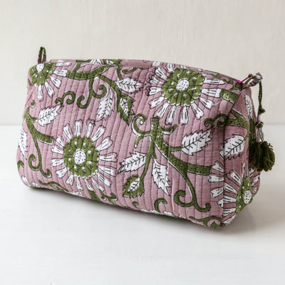 Quilted Cotton Wash Bag - Large