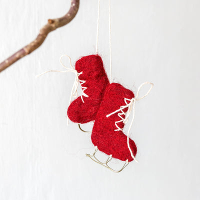 Red Pair of Ice Skates Hanging Decoration