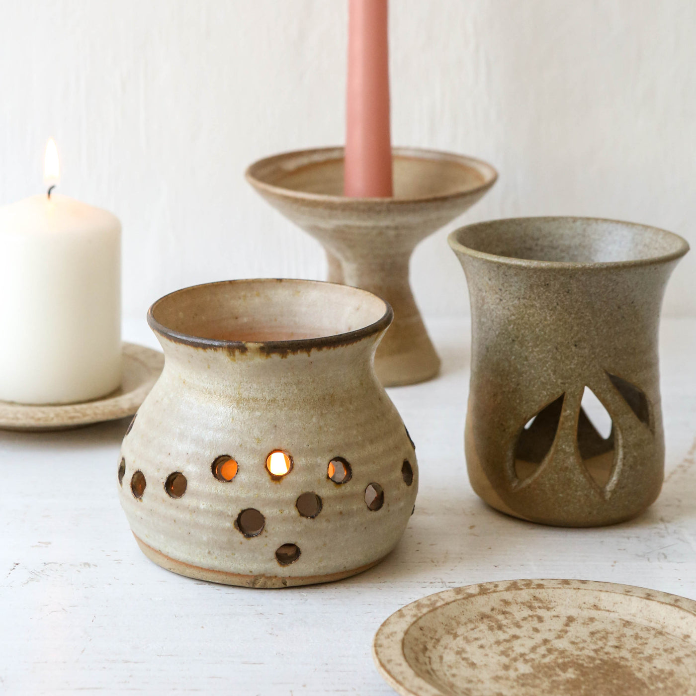 Studio Pottery Candle Holder - Batch 1 - Design B