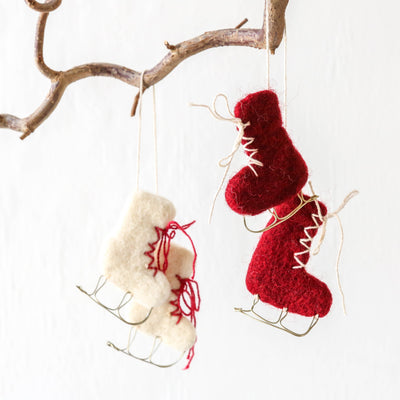 Red Pair of Ice Skates Hanging Decoration