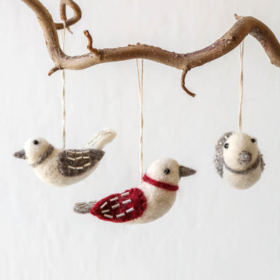 Beaded Bird Felt Hanging Decoration