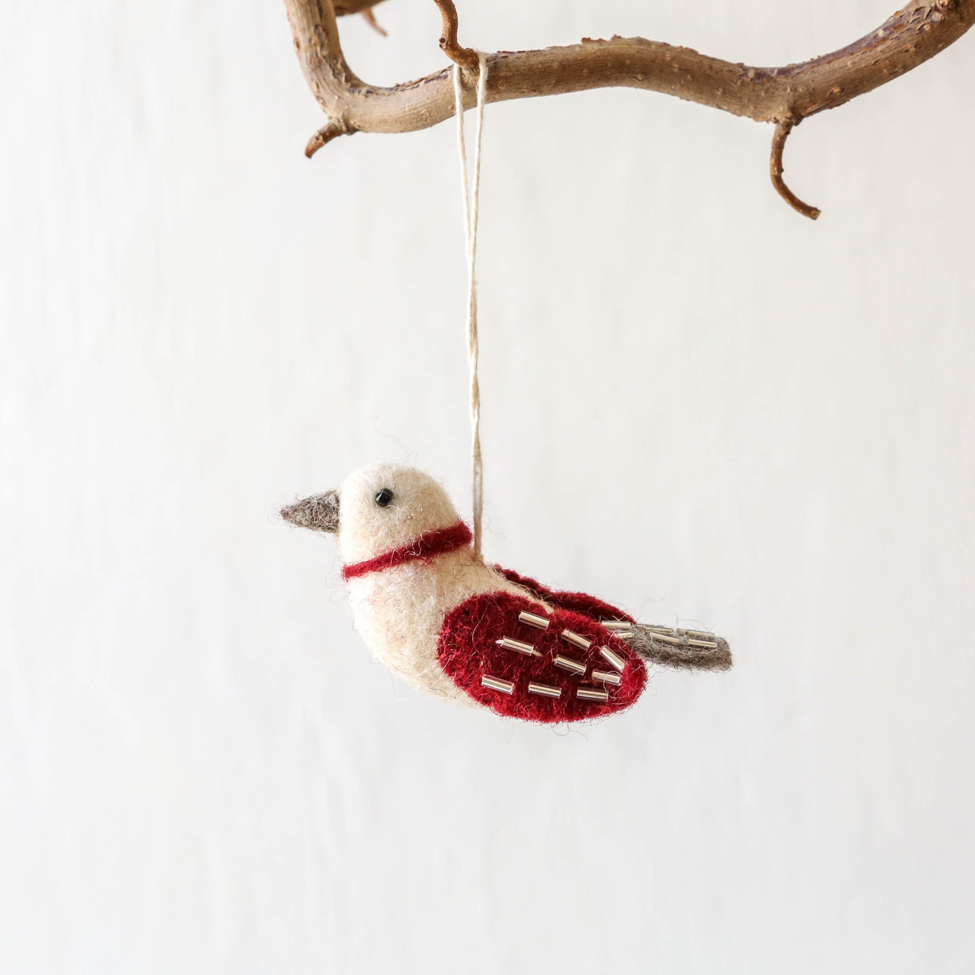 Beaded Bird Felt Hanging Decoration