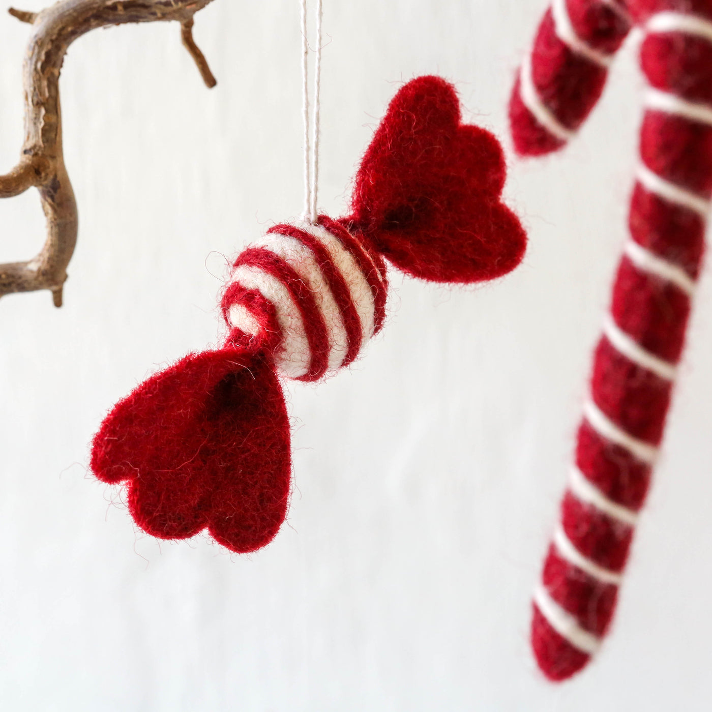 Set of Three Felt Sweeties Hanging Decorations