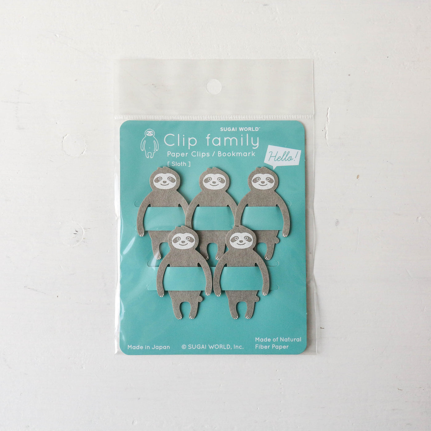 Bendable Animal Clip Family of 5 - Sloth