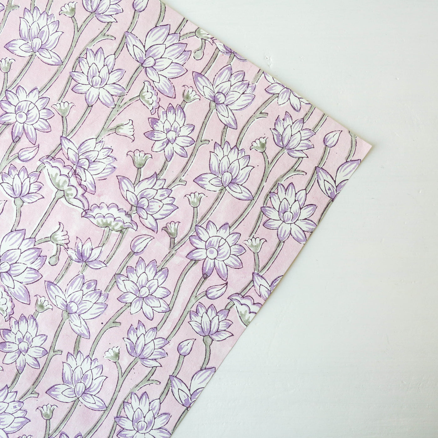 Hand Block Printed Wrap - Lotus Lavender