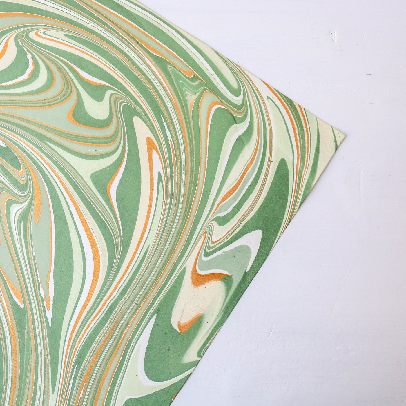 Hand Marbled Wrap -  Waves Matcha