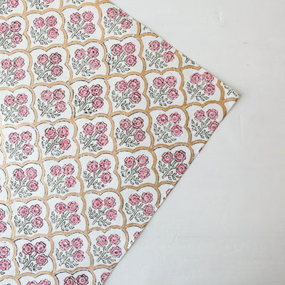 Hand Block Printed Wrap - Trellis Pink Earth