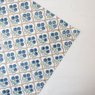 Hand Block Printed Wrap - Trellis Indigo