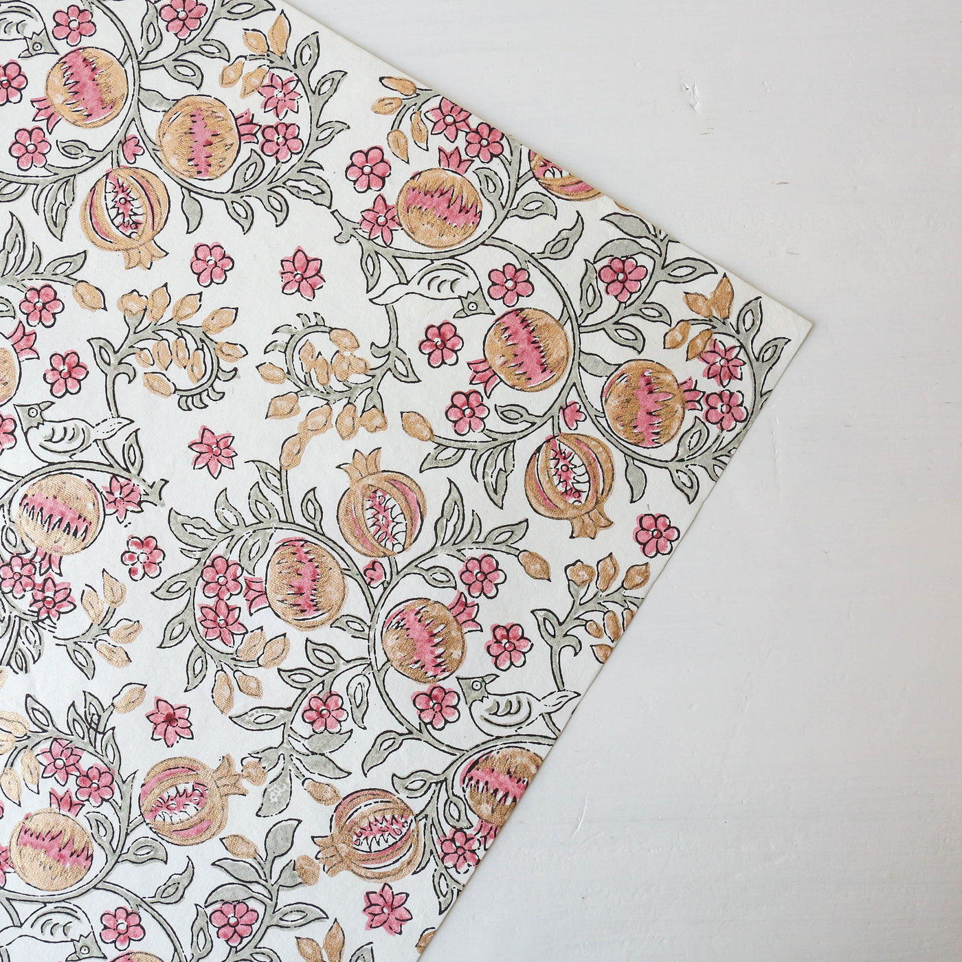 Hand Block Printed Wrap -  Pomegranate Pink Earth