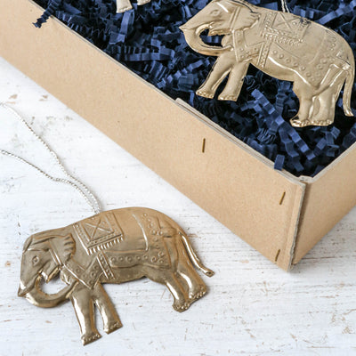 Elephant Decoration - Pressed Antique Silver