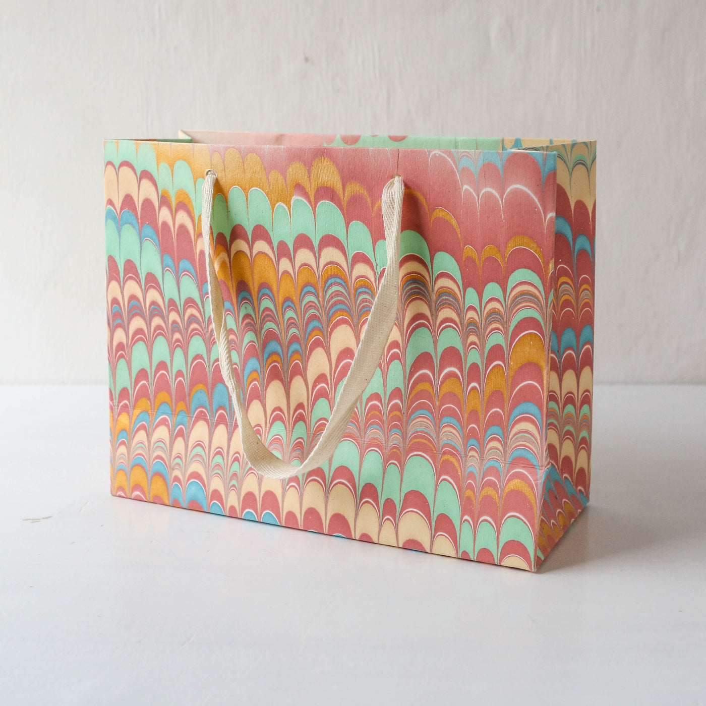 Hand Marbled Printed Paper Gift Bag - Bouquet