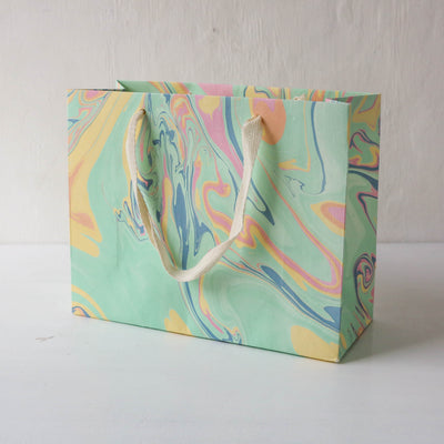 Hand Marbled Printed Paper Gift Bag - Bouquet