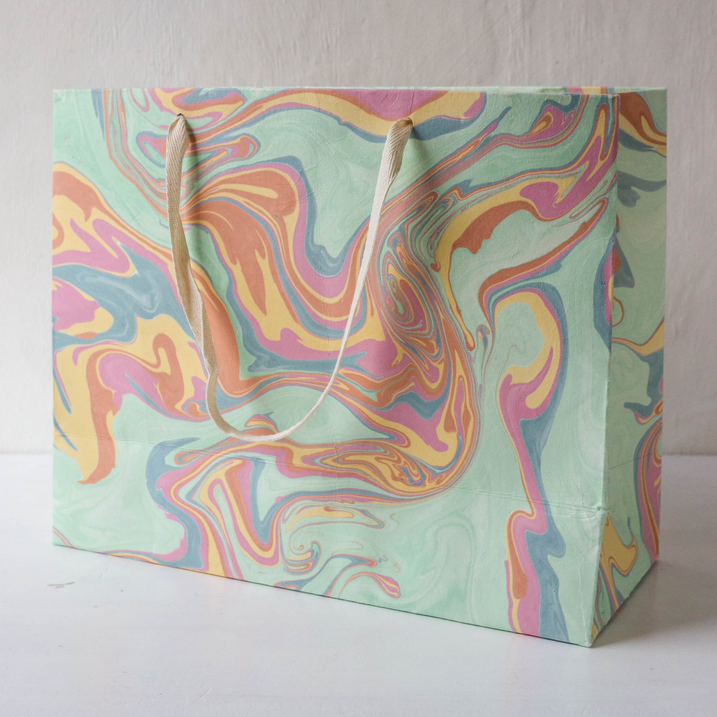 Hand Marbled Printed Paper Gift Bag - Bouquet